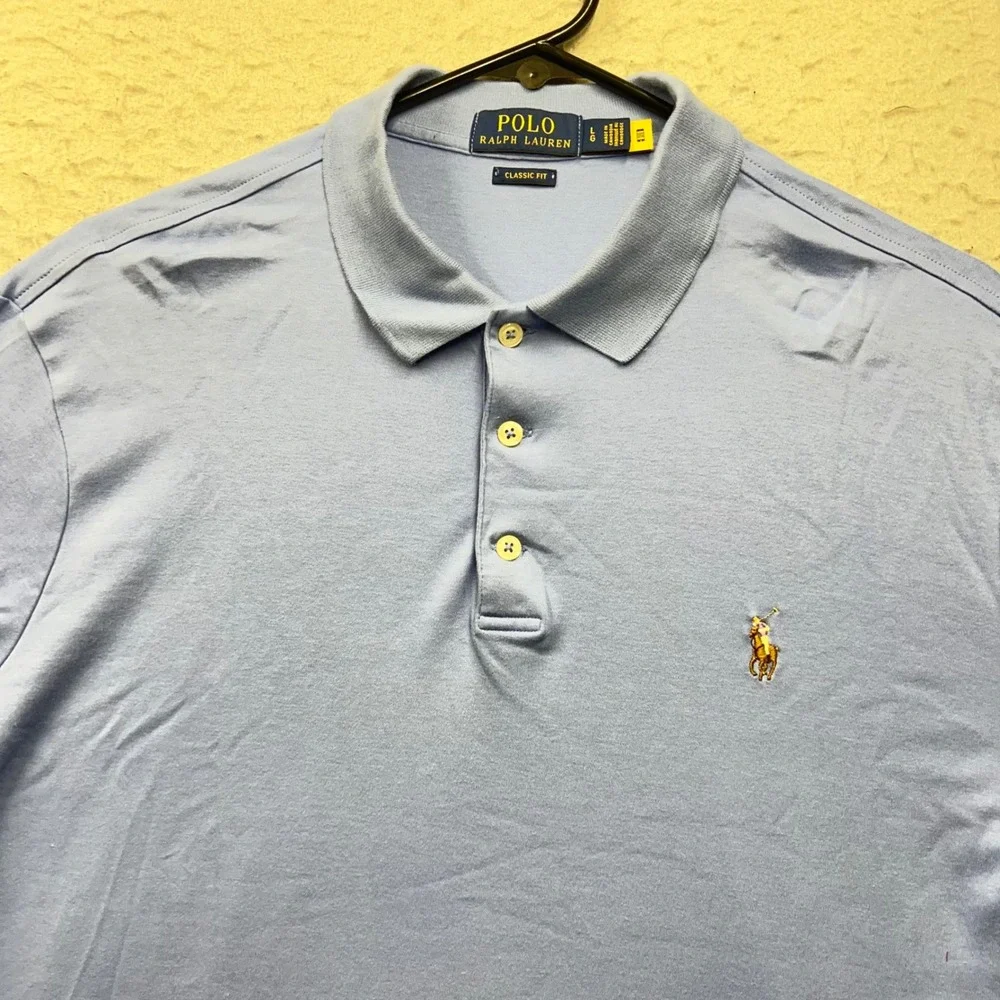 Polo Ralph Lauren Mens Classic Fit Short Sleeve Polo Shirt Blue Large 2289
